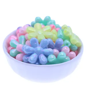 Großhandel 24mm AB Candy Color Kunststoff Kinder schmuck Acryl Blumen perlen für Kinder Handarbeit Schmuck herstellung