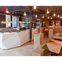 Comptoir de bar à sushi personnalisé en surface solide blanche, forme diamant, design luxueux