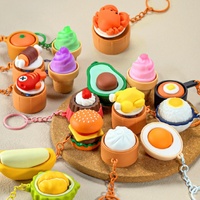 Niedlicher, realistischer PVC-Schlüsselanhänger: Gedämpfte Brötchen und Obst – Stressabbau-Druckknopf-Taschenanhänger, Dekompressionsspielzeug, Geschenk