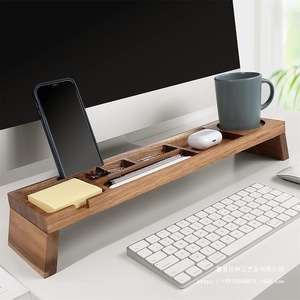 Wooden Desk Storage Rack Multi Compartment Phone Holder Office Organizer <b>Desktop</b> <b>Shelf</b> With Cup Holder And Pen Tray - Product Image 1