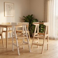 Tour d'apprentissage Montessori multifonction pliable en bois pour tout-petits, pour cuisine et salle de bain