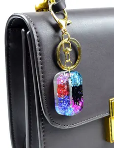 Nach erhalten getrocknete blume kristall acryl münze halter schlüsselbund tasche zubehör charm fashion schmuck, handgemachte handwerk schlüsselring