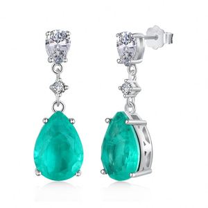 Dylam Women Fine Jewelry New Arrival S925 Silver Synthetic Stone Paraiba Teal <b>Blue</b> 5A Zirconia Dangle <b>Stud</b> <b>Earrings</b> - Product Image 1