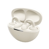 Earbud Bluetooth Open Ear Clip TWS V5.4 Nirkabel dengan Diafragma Komposit PU+Kertas 10mm, Suara Stereo Hi-Fi untuk Olahraga