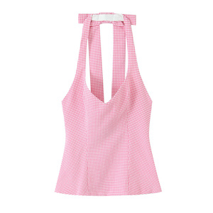 PB & ZA donne 2025 autunno nuova moda un fiocco sul retro pende intorno al collo canottiere Vintage senza schienale femminile Camis Chic top - Product Image 6