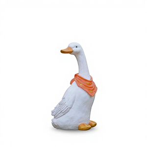 Décoration de jardin en résine de grande taille, simulation de canard blanc gravé en plein air, ornement de ferme, bonsaï, paysage - Product Image 1