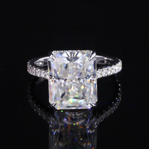 스파클 사각형 주요 돌 반지 Moissanite 보석 웨딩 골드 반지 남자 - Product Image 1