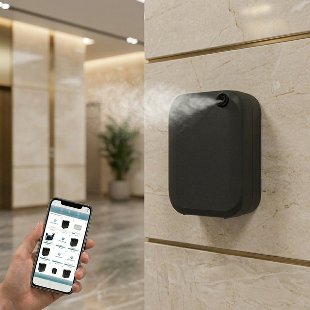Wholesale Commercial Nebulizing Scent Machine Built-in Fan Wall Mount Smart Essential Oil Aroma Diffuser for Hotel Home