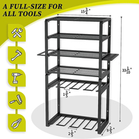 JH-Mech-Grande étagère pour outils utilitaires, support mural pour 8 perceuses, 6 couches, organisateur d'outils électriques en métal robuste et support de rangement