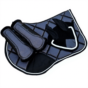 Ensemble de tapis de selle équestre élégant et personnalisé, bonnet de cheval scintillant pour le saut d'obstacles, bottes de brossage douces doublées de fourrure pour chevaux, équipement d'équitation - Product Image 1