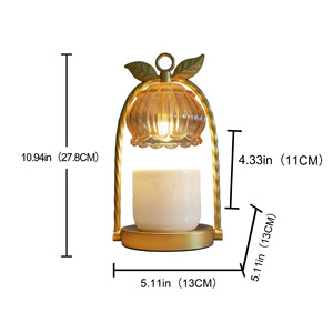 Calentador de Velas Eléctrico LANJO Estilo Navideño, Quemador de Aroma de Vidrio con Marco Dorado y Hojas Decorativas para Decoración del Hogar - Product Image 5