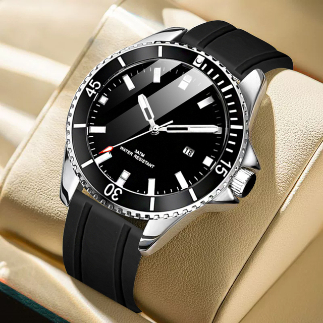 Ocean Star New Mens Stainless Steel Waterproof Analog Quartz Watch with Date Luminous 20mm Band Fashion Luxury Wristwatch