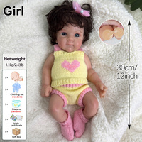 Poupée bébé réaliste en silicone sculpté à la main de 12 pouces, corps entier, yeux bleus, jouet doux pour tout-petits avec cheveux