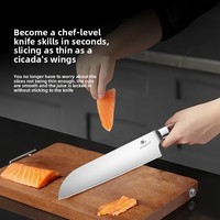 Couteau Santoku japonais professionnel 9Cr18MoV 62HRC en acier inoxydable pour sushi, sashimi, cuisine à domicile, restaurant, préparation de plats japonais
