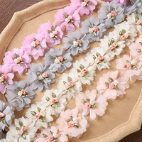 AFFNINTY Schneider materialien und Zubehör 3d Chiffon Flower Handmade Rose Lace Trim Bekleidungs zubehör für Party kleid