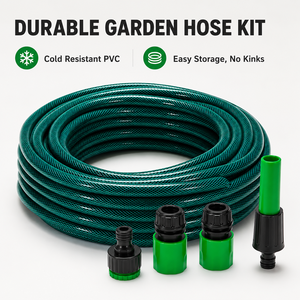 Juego de mangueras para lavado de coches de inyección directa, empaquetado en blíster, kit de boquillas de gestión de agua de PVC suave resistente al frío para las cuatro estaciones, modelo - Product Image 1
