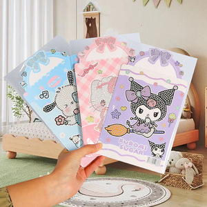 Kit de stickers de peinture diamant Sanrio Kuromi pour enfants, cadeau artisanal éducatif DIY, matériel papier pour diamants rectangulaires et ronds, sans cadre - Product Image 1