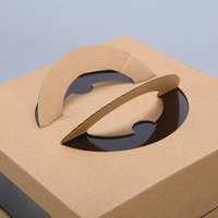Boîte à gâteau en carton ondulé kraft brun écologique en gros avec fenêtre transparente et poignée de transport