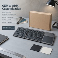 Clavier sans fil pliable rechargeable USB Type-C avec pavé tactile, portable et fin, certifié CE FCC RoHS pour ordinateur portable et tablette