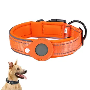 XL GPS Air Tag Dog & Cat collare in metallo senza crudeltà e Nylon riflettente e compatibile con Apple AirTag per animali domestici