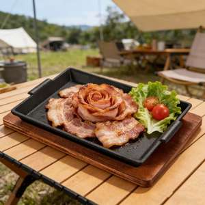 Fabricant direct <span class=keywords><strong>Plaque</strong></span> de cuisson Teppanyaki BBQ <span class=keywords><strong>en</strong></span> <span class=keywords><strong>fonte</strong></span> rectangulaire <span class=keywords><strong>Plaque</strong></span> à steak Double poignée Style coré<span class=keywords><strong>en</strong></span> Facile à nettoyer - Product Image 5