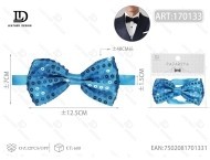 Nœud papillon à paillettes bleu lac, pré-noué, en polyester, accessoire de tenue formelle - Product Image 1