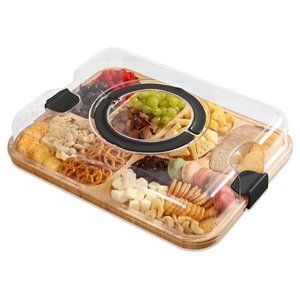 Tabla de <span class=keywords><strong>Queso</strong></span> de Bambú Ecológica con Tapa Ajustable, Plato Rectangular Ecológico y Elegante para Cortar - Product Image 1