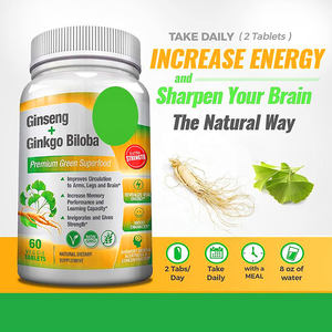 Suplemen Herbal <span class=keywords><strong>Ginseng</strong></span> Organik Tablet Suplemen Energi Ekstrak <span class=keywords><strong>Ginkgo</strong></span> <span class=keywords><strong>Biloba</strong></span> Mendukung Perawatan Kesehatan Otak - Product Image 3