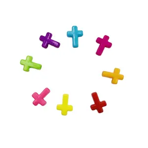 Hobbyworker Ins Hot Selling 15.5 x12mm Assorted Color Acrylic Cross Spacer Beads für Jewelry Making Craft Projects