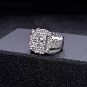 Punk <span class=keywords><strong>Rap</strong></span> Jewelry New Men Gold Color Big Zircon Hip Hop Rings Men Ring glazed Out Italian Silver Rings For Men - Product Image 1