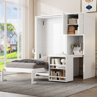[US-Lager] Drehbare Wand-Murphy-Betten in Zwillingsgröße mit Bücherregal, Oberschrank, ausziehbarem Schreibtisch und seitlichem Stauraum – US-Dropshipping möglich