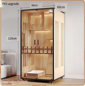 고품질 럭셔리 야외 고양이 빌라, 현관이 있는 견고한 모던 스타일 거실 공간 유리문 고양이 하우스 캐비닛 - Product Image 5