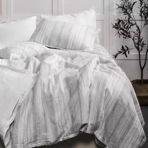 Set di Biancheria da Letto per Adulti in Lino a 3 Pezzi con Stampa Geometrica a Righe, Resistente e alla Moda - Product Image 4