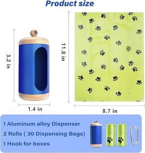 Porte-sacs à déjections canines Huamaohengchun amélioré en aluminium pour laisses, support durable et étanche pour déchets d'animaux avec mousqueton (vert) - Product Image 2