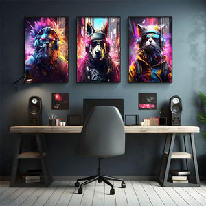 Affiche de graffiti <span class=keywords><strong>pop</strong></span> <span class=keywords><strong>art</strong></span> moderne, animal portant des écouteurs, peinture en porcelaine cristalline, décoration murale pour chambre à coucher, salle de jeux, peinture murale - Product Image 5