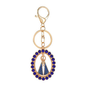 Porte-clés en alliage de zinc avec médaille Miracles Catholiques, Notre-Dame de la Conception Apparue, Nossa Senhora Da Aparecida, strass doré, effet lumineux - Product Image 5