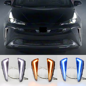 Luz LED de Conducción Diurna para Toyota <span class=keywords><strong>Prius</strong></span> 2019 2020 2021 2022 <span class=keywords><strong>2023</strong></span>, Blanca, con Intermitente <span class=keywords><strong>Amarillo</strong></span> y Cubierta de Luz Antiniebla - Product Image 2