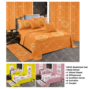 Hot bán 13 cái 100% polyester tấm ga trải giường với rèm cửa Vua Kích thước in <span class=keywords><strong>bedding</strong></span> Set cho phòng ngủ thấp moq - Product Image 2