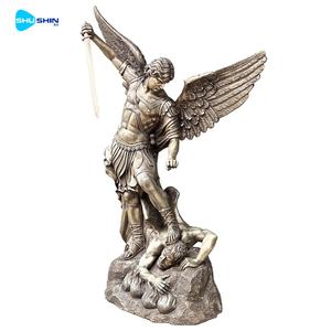 Sculpture en bronze personnalisée de Saint-Michel Archange pour la sculpture de jardin d'église, statue en bronze de défenseur religieux, artisanat en métal - Product Image 3
