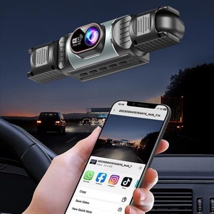 Caméra de tableau de bord GPS portable double objectif IPS pour voiture avec grand angle 140°, WiFi, <span class=keywords><strong>SIM</strong></span>, Cloud DVR et contrôle par application - Product Image 4