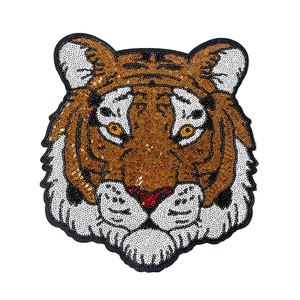 Patchs brodés thermocollants personnalisés en tissu chenille avec paillettes et sequins, motifs animaux, pour vêtements et chapeaux, vente en gros - Product Image 1