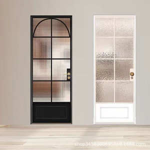 Porte a Battente in Alluminio per Interni, Bagno e <span class=keywords><strong>Cucina</strong></span>, Porte Doppie Moderne con Vetro a Filo e Griglie in Alluminio - Product Image 4