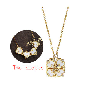 <span class=keywords><strong>Collana</strong></span> da Donna 2025 con <span class=keywords><strong>Quadrifoglio</strong></span> e Ciondolo a Cuore Magnetico, Catena in Acciaio Inossidabile, Charm a Cuore per Matrimoni, Regalo Portafortuna - Product Image 1