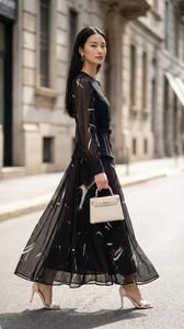 <span class=keywords><strong>Robe</strong></span> de Soirée Luxe XXL Printemps 2026 – Nouvelle Collection Femme, Imprimé Vintage, Ceinture, <span class=keywords><strong>Tulle</strong></span> Sexy, Patchwork, Longueur <span class=keywords><strong>Mi</strong></span>-Mollet, Rouge Vin et Noir - Product Image 5