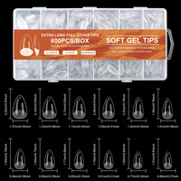 Boîte de 600 faux ongles en gel mat, couvrance totale, forme amande, carrée courte, cercueil, pour extension d'ongles - Fournisseur d'ongles