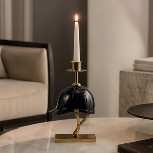Porte-bougie en métal inspiré du casque d'équitation, thème équestre décoratif, centre de table, décoration intérieure, cadeau, finition dorée - Product Image 6