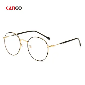 Cango Womans Retro Men Trendy Big Frame Sunglasses Custom Logo Metal Frame Atacado Anti Blue Light Glasses Retro Glasses