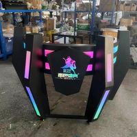 Cabina de DJ con Mesa de Mezclas Led y Logo Personalizado, Barra de Metal para Fiestas y Discotecas