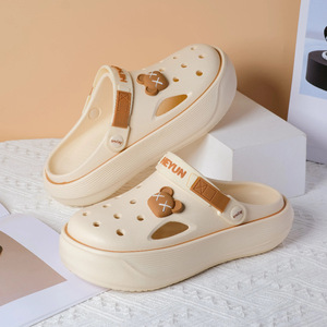Heyun – Crocs d'été pour femmes, sandales de plage antidérapantes à semelles épaisses, augmentant la hauteur, beige, rose, noir, blanc, gris, kaki, 35-40 - Product Image 5
