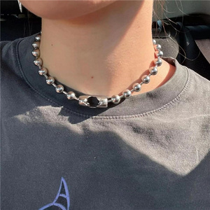 Collana con Perline Metalliche Luoyan Hip Hop per Uomo e Donna, Design Semplice, Catena <span class=keywords><strong>Rosario</strong></span> <span class=keywords><strong>Argento</strong></span> per Creazione di <span class=keywords><strong>Gioielli</strong></span> - Product Image 4